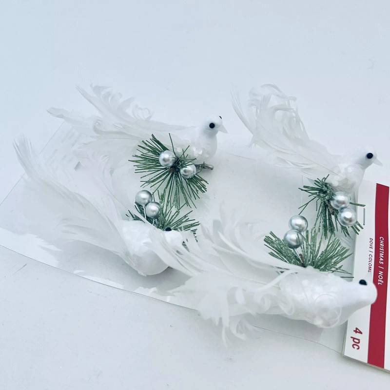 Ashland White Clip on Doves Birds Christmas Holiday Tree Trimmer