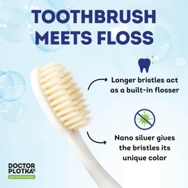 MOUTHWATCHERS Soft Flossing Manual Toothbrush for Adults, Green, Ultra Clean, Good for Sensitive Teeth and Gums, by Dr. Plotka's