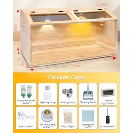 Large Chicken Brooder Box 32", Thickened Pre-Drilled Holes Brooder Box for Chicks with Heat Lamp, Waterer, Feeder, Hygrothermograph, Instruction Manual, for Chick, Quails, Hamsters, Up to 35 Chicks