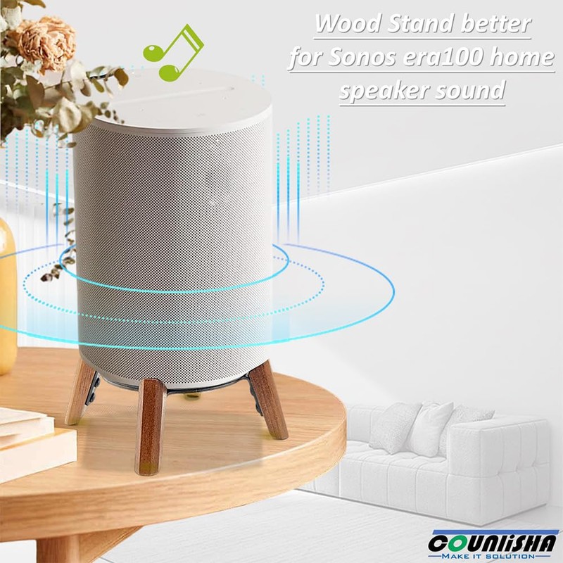 Real Wood Stand Compatible for Sonos Era 100 Speaker,Tripod Desk