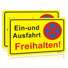 Acuxiaza Set of 2 Ein und Ausfahrt Freihalten Sign, 30 x 20 cm, Driveway Freihalten Signs, Metal, Aluminium, Parken Verboten Sign, Driveway, Exit, Freihalten Signs, Waterproof