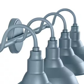 Ceybo Blue 4 Light Bathroom Vanity Light Wall Fixture with Farmhouse Metal Shades, Dimmable Modern Country Home Lighting