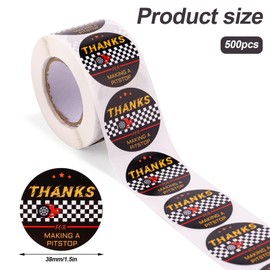 Tinoaly 500pcs Racing Car Decal, 1.5in Round Race Car Birthday Party Stickers Coated Paper Racer Thanks Stickers for Theme Party Craft Decoration Supplies