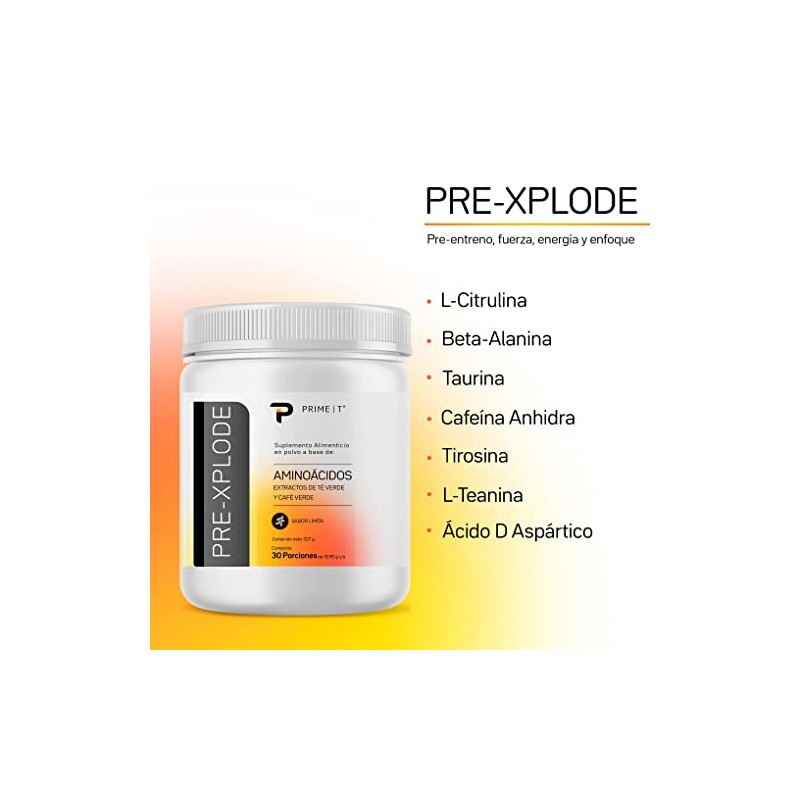 Primetech Nutrition Pre Entreno PRE-XPLODE, 30 Servicios, Pre Workout, Energía,