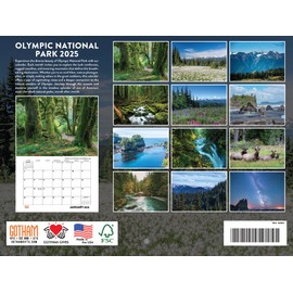 Olympic National Park Calendar 2025 Monthly Wall Calender Washington Nature 12 Month | American Made In The USA