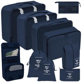 10 Bolsas Organizadoras de Viaje para Maletas, Set de Cubos Organizadores de Equipaje Impermeables y Plegables para Ropa, Zapatos, Cosméticos y Acceso