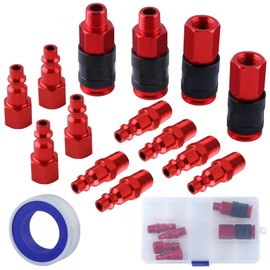 SPEEDWOX 14 Pieces 1/4" NPT Aluminum Air Coupling and Plug Set, Quick Connect Air Hose Fittings, Air Tools and Air Compressor, 1/4" NPT Female Thread, Size