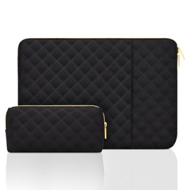 JOOEER 13 Inch Laptop Sleeve Case with Pocket for 13.3 inch MacBook Air/Pro Laptop Computer Notebook, Waterproof Polyester Elegant Laptop Case Pouch with Accessory Bag, Black