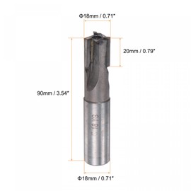 sourcing map Square Nose End Mill, 18mm Cutting Dia Tungsten Carbide Tip 3 Straight Flutes Milling Cutter with 18mm Straight Shank