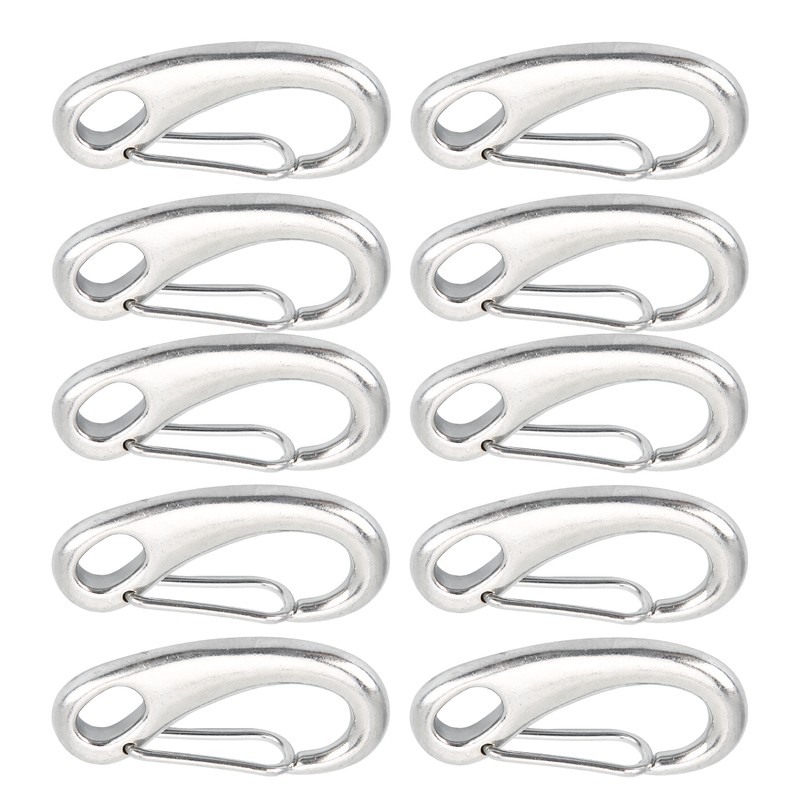10pcs 50mm Heavy Duty Snap Rope Hook Stainless Steel Spring