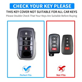 QBUC Genuine Leather Key Fob Cover for Toyota Tundra Venza Sequoia Sienna Grand Highlander RAV4 Prime Camry XSE C-HR Prius Avalon Corolla Crown Tacoma Land Cruiser 4 Button Key Holder Protector(Blue)