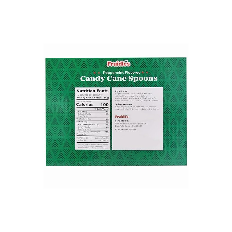Fruidles Christmas Candy Canes Spoons Suckers, Peppermint Flavor in Box,