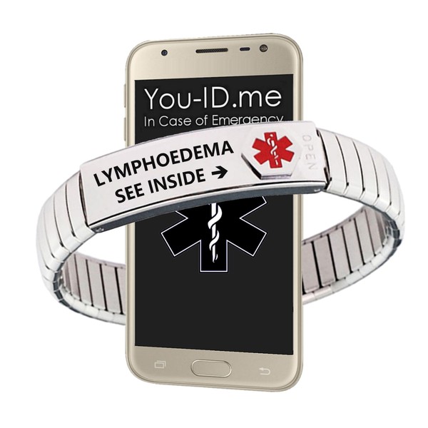 Lymphoedema Bracelet, Lymphoedema User Bracelet, Medical ID Bracelet. Engraved Steel