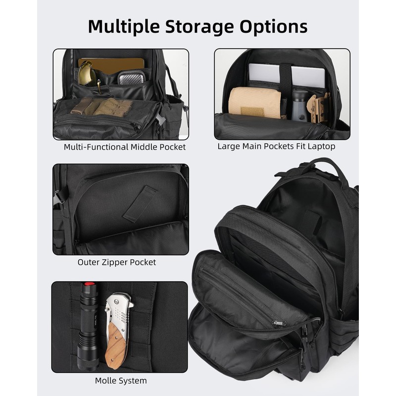 EZshoot 40L Tactical Backpack for Men and Women - Heavy