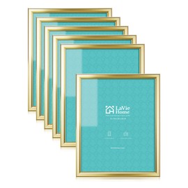LaVie Home 8x10 Picture Frames (6 Pack, Gold) Simple Designed Photo Frame with High Definition Glass for Wall Mount & Table Top Display, Set of 6 Classic Collection
