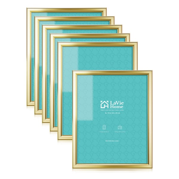 LaVie Home 8x10 Picture Frames (6 Pack, Gold) Simple Designed