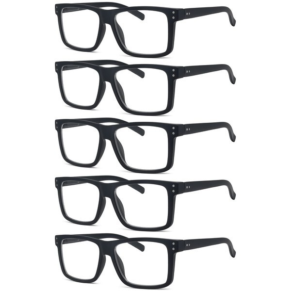 Eyekepper - Juego de 5 anteojos de lectura de gran tamaño cuadrados para hombres y mujeres, color negro +2.25