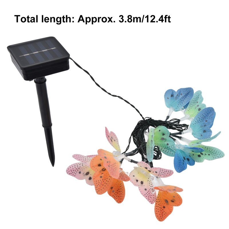 Solar Light String 12 LED IP44 Waterproof Colorful Butterflies Lamp