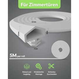 Premium TPE Door Seal for Room Doors Against Draughts Made of 2 Components (10 m, Grey)