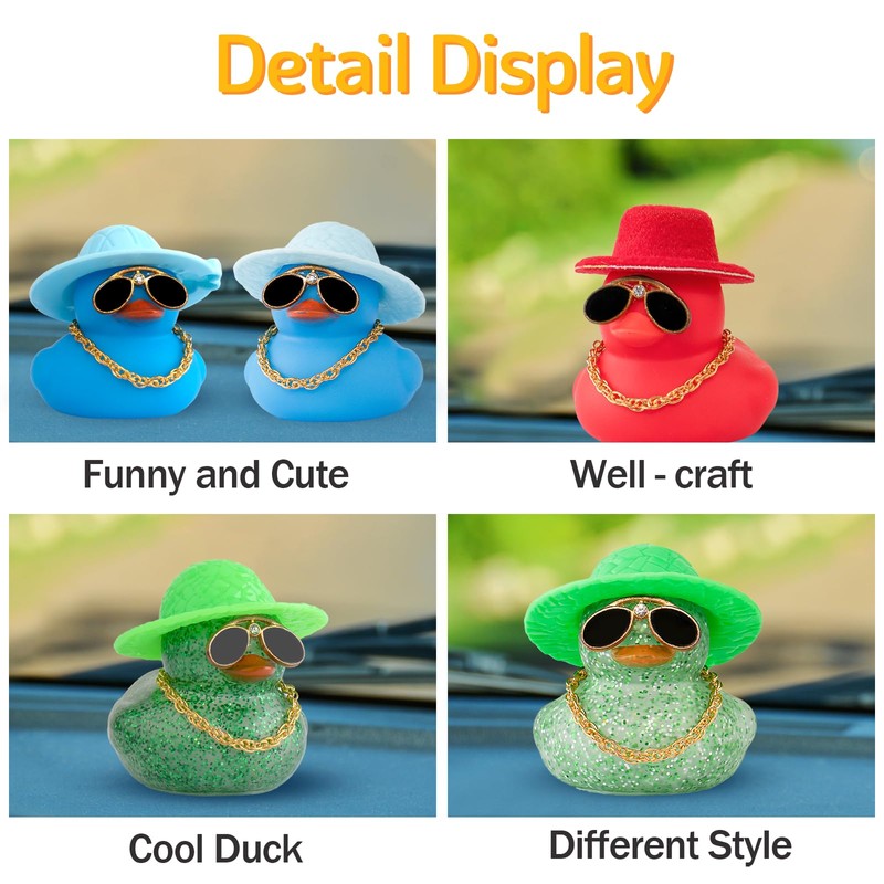 wonuu Car Dashboard Rubber Duck Ornament, Car Decoration Colour Ducks