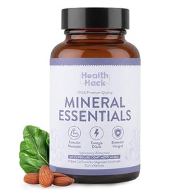 Mineral Essentials con Glicinato de Magnesio, Calcio, Potasio, Zinc y Selenio | Minerales Esenciales en Cápsulas | Apoyo Nutricional Diario para Rutina Activa y Bienestar General | Health Hack