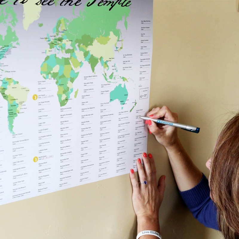 LDS Bookstore World Temple Map (23x17)