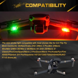 x xotic tech Mini Drone Strobe Light Super Bright LEDs Compatible with DJI RC Quadcopters Drone Night Flying Anti Collision LED Lamp Rechargable Accessories(2 Sets)