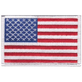 American Flag Embroidered Patch White Border United States Iron-On Military