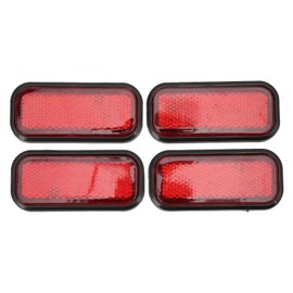 Acouto Car Rectangular Reflector, 4pcs Rectangular Reflector Safety ABS Reflective Sticker Universal for Car Motorcycle Parts (Red)