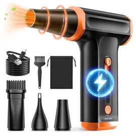 AKSILM Compressed Air Duster-Stepless Adjustable 110,000RPM Electric Cleaner for Keyboard, PC Cleaning, Rechargeable Cordless Jet Dry Blower Replace Canned Air Compressed Air Cans - Orange