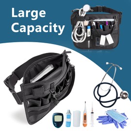 Damero Nurse Pack with Tape Holder Belt Pouch for Nurses Medical Belt Tool Bag Black