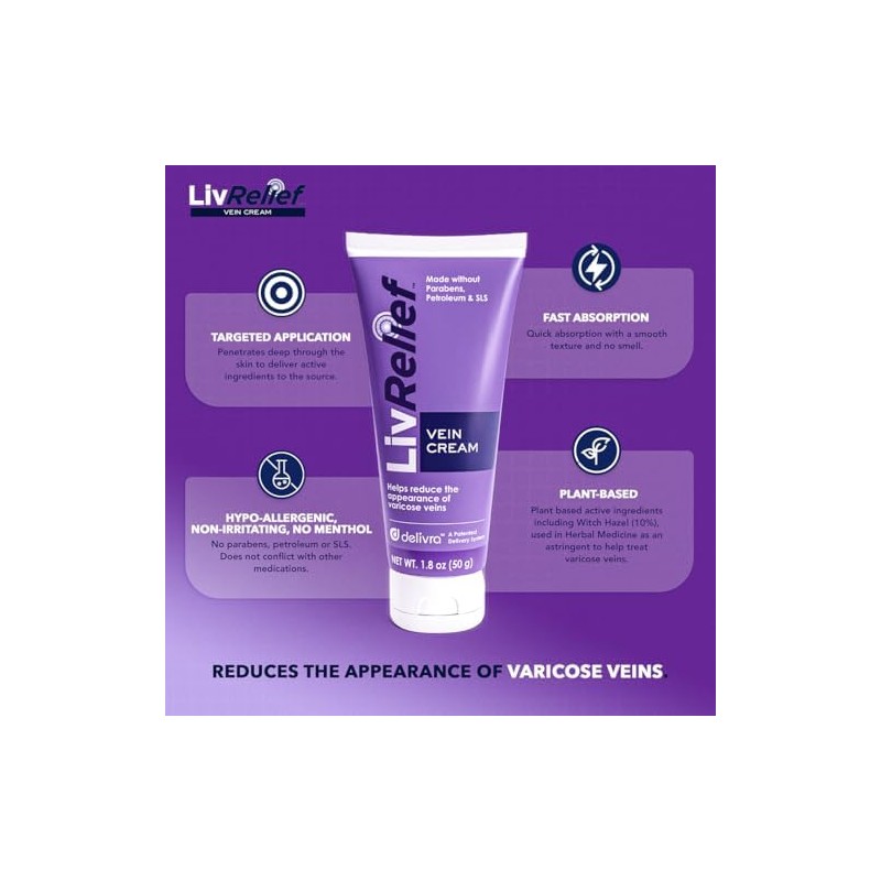 LivRelief - Crema de venas varicosas- 50 gramos