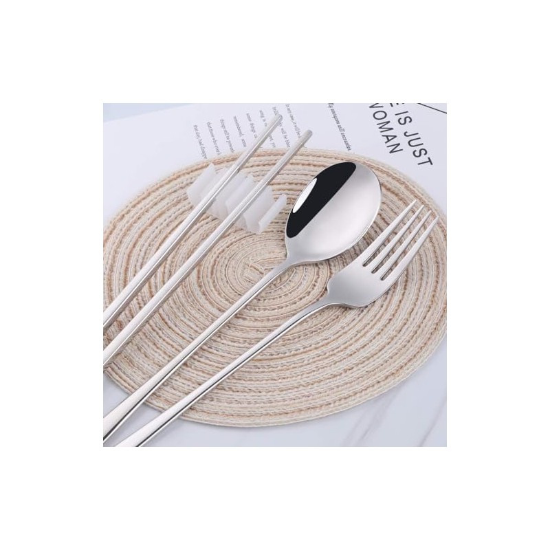 Travel Utensils, 18/8 Stainless Steel 3pcs Cutlery Set Portable Camp