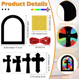 Chiisong 24 Sets Religious Cross Crafts Religious Tissue Paper Craft Kit DIY Christian Crafts Kit Resurrection Church Craft Ornaments Jesus Sunday School Craft