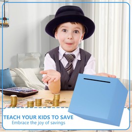 Adult Piggy Bank, Must Break to Open Money Bank, Unbreakable Stainless Steel Money Box, Metal Saving Box (4.72 inch) (Blue)