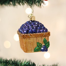 Old World Christmas Fruit Selection Glass Blown Ornaments for Christmas Tree Basket of Blueberries