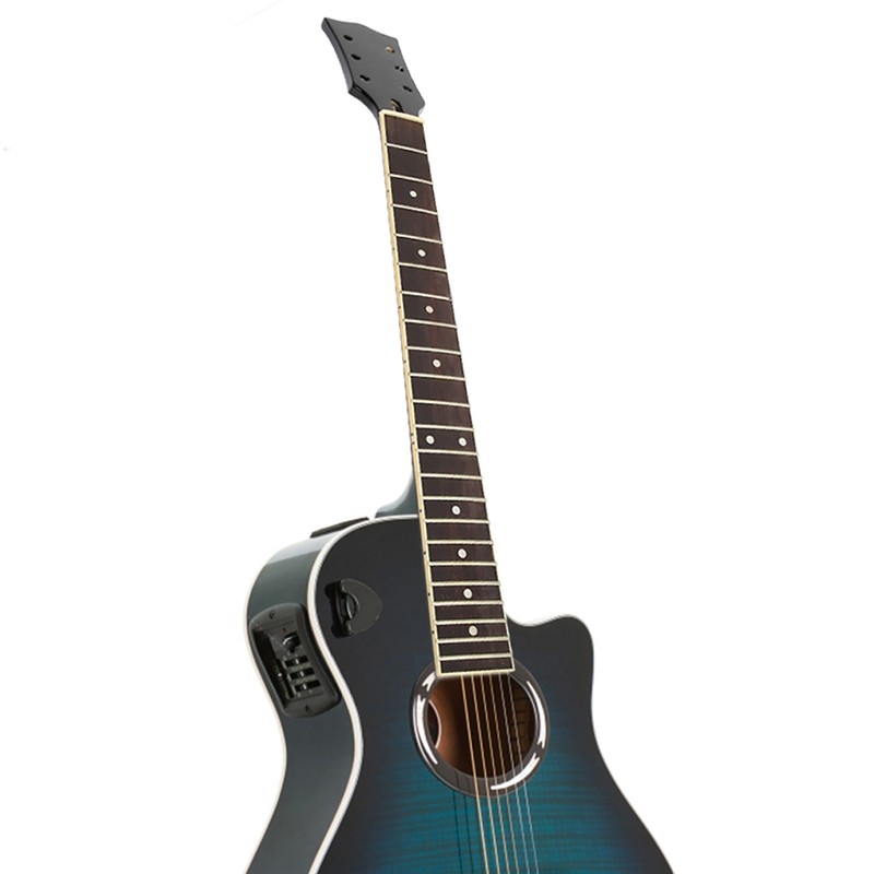 Wooden Folk Guitar Neck Fretboard Musical Instrument Part Black and