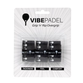 VIBEPADEL - Grip 'n' Rip Padel Overgrip - Non Slip Tacky Feel Overgrip for Padel Racket, Pickleball, Squash, Badminton - 3 Pack - Multiple Colours (Black & White Vibes Pack) - Ideal Padel Racket Gift