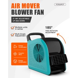 Blower Fan for Drying Cooling and Ventilating, Air Mover for Home Garage Workshop and Job Site Use, Air Mover Blower Fan with 185° Rotation, 3 Speeds, 2 AC Outlets, Blue