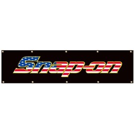 Snap On Flag Tools 2X8FT Black Banner for Garage Wall Decor Man Cave Vibrat Color/HD printing/Polyster Banner