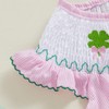 St Patricks Day Baby Girl Outfit Shamrock Smocked Dress Flutter