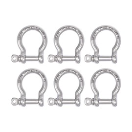 SHONAN 1/4" Small Bow Shackles, Marine Grade D Ring Shackle, 6 Pcs Stainless Steel Shackles Screw Shackles for Lifting, 480 Lbs Capacity