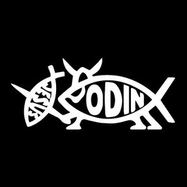 EvolveFISH Odin Fish Jesus Fish Weatherproof Vinyl Decal - [White][5"]