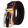 Barry.Wang Mens Formal Belt,Full Grain Leather with Automatic Buckle Nickel