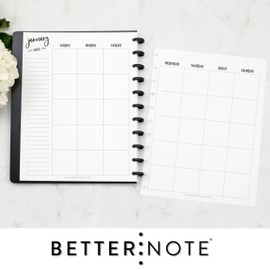 BetterNote Monthly Undated Calendar Refill for Disc Notebooks, Fits Levenger Circa, Happy Planner, Staples Arc, TUL, InkWell Press, IWP, MAMBI (11-Disc, 8.5"x11", Whimsy)