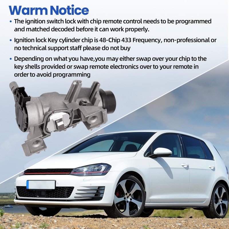 1K0905851 Ignition Switch Lock Cylinder Assembly with Intelligent Key Shell