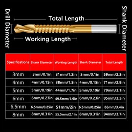 AIMALL 6pc Titanium Drill Bit Hole Saw Set for Rotary Die Grinder - 3mm to 8mm Sizes, High-Speed Steel, Ideal for Precision Cutting and Grooving in Wood, Plastic, and Soft Metals