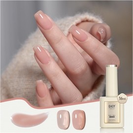 GAOY Nude Jelly Gel Nail Polish, 16ml Sheer Translucent Netural Soak Off Gel Polish, UV Light Cure for Nail Art DIY at Home, 2982 Natural Pink