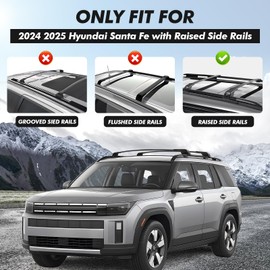 Lockable Roof Rack Cross Bars for 2024 2025 2026 Hyundai Santa Fe & Santa Fe Hybrid with Raised Side Rails, Aluminum Anti-Theft Roof Rails Crossbars for Hyundai Santa Fe Accessories(Not for SE)