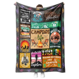 Camping Blanket, Camping Gifts for Men Women Camping Lover Soft Throws Travel Flannel Blankets for Camper Hiking Travel,Cool RV Gifts Ideas